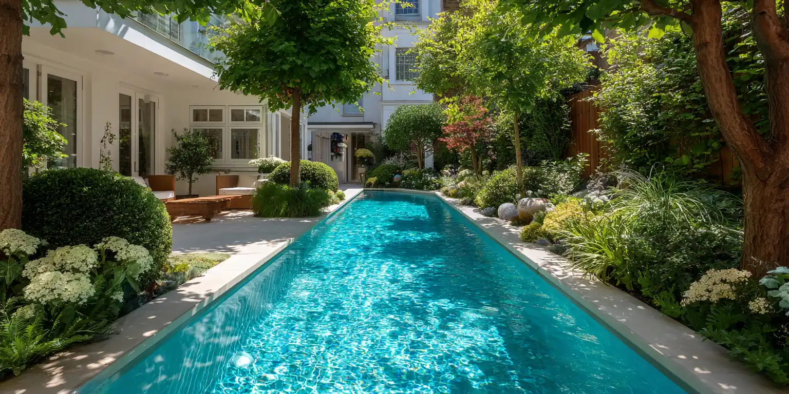 Indoor outdoor hybrid pool Cambridge with retractable roof and elegant architecture
